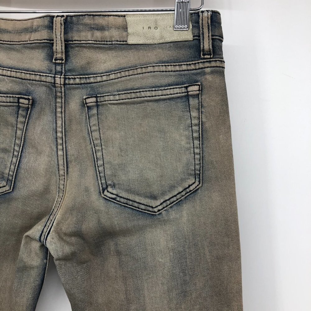 IRO Tan Distressed Mid-Rose Skinny Jeans in faded Blue  and brown mix size 25 - Picture 10 of 16